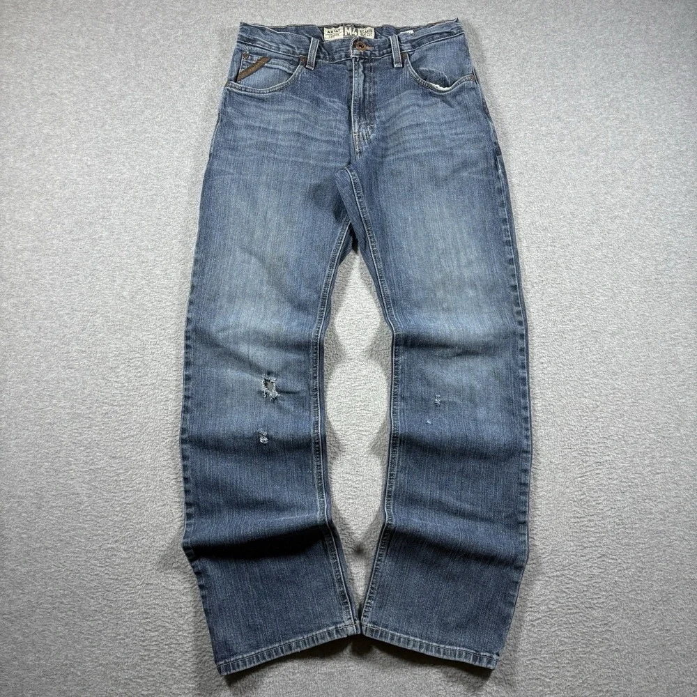 Ariat M4 Legacy Mens 30x34 Blue Relaxed Boot Cut Denim Jeans Western Workwear